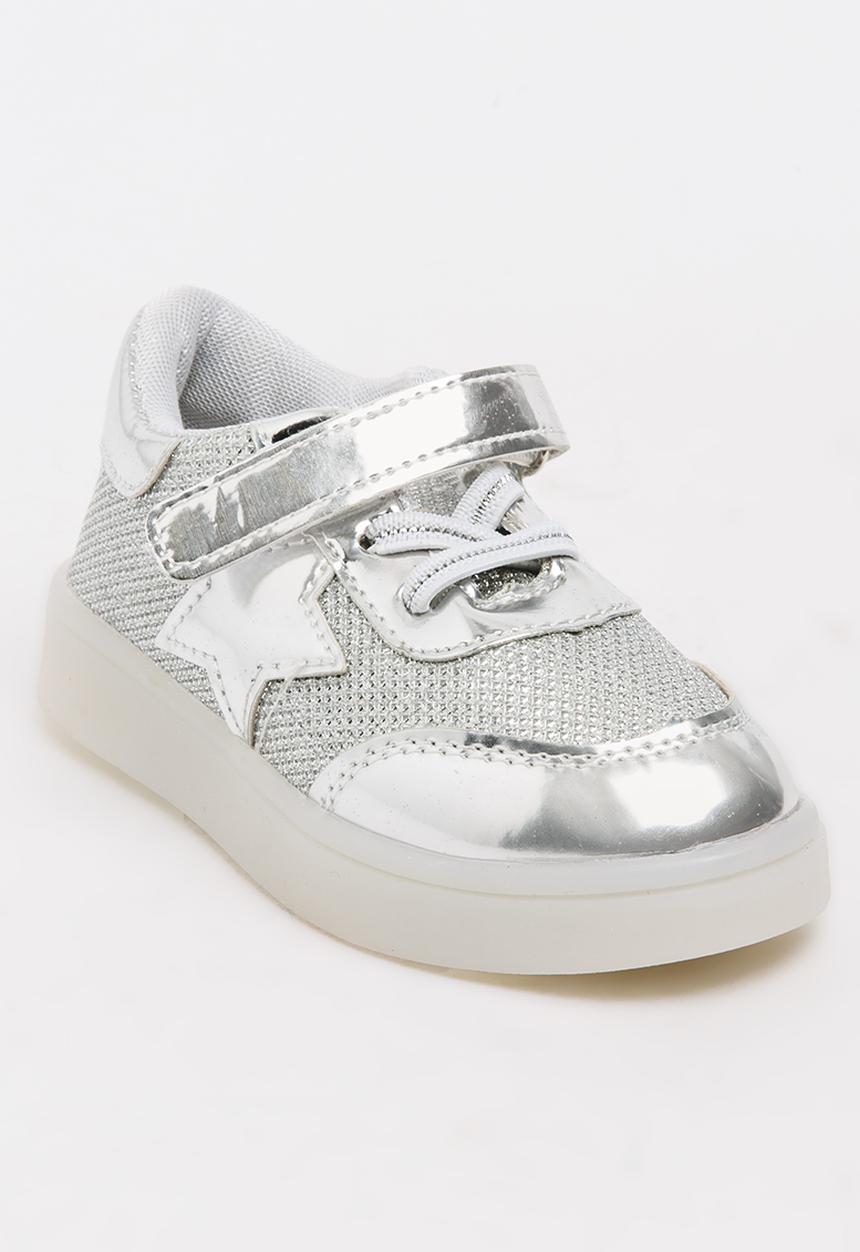 Pop Candy - Girls Light Up Sneaker Silver