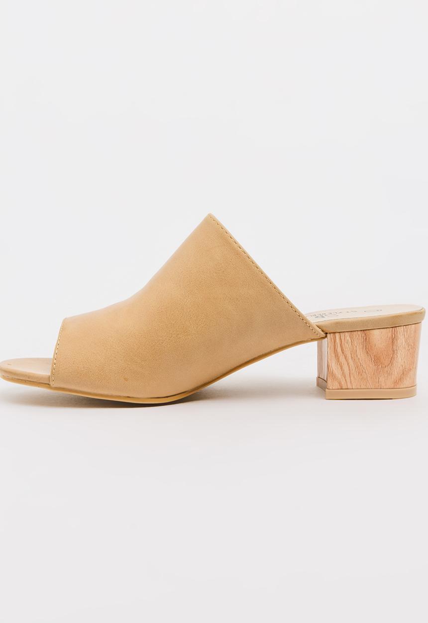 STYLE REPUBLIC - Block Heel Mules Beige