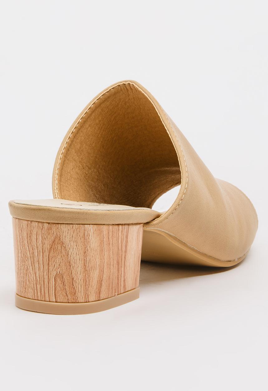 STYLE REPUBLIC - Block Heel Mules Beige