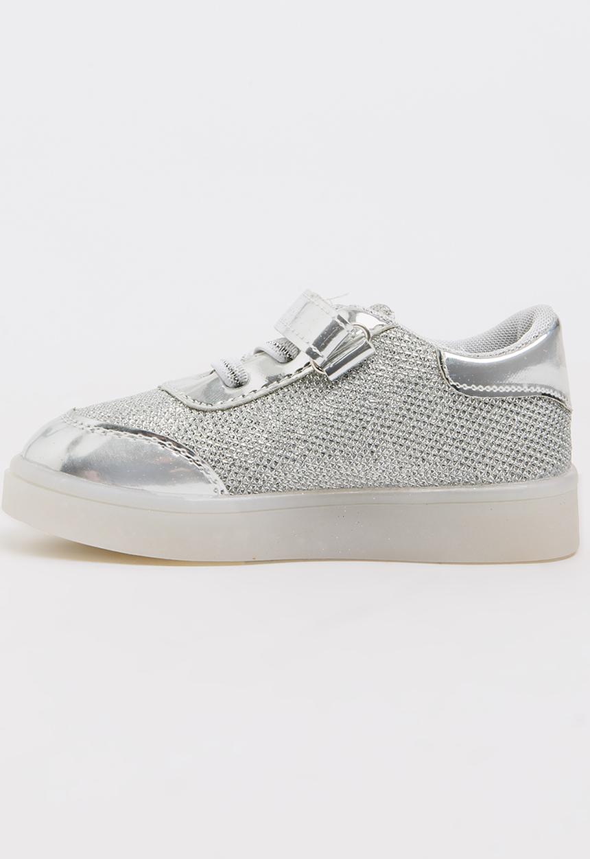 Pop Candy - Girls Light Up Sneaker Silver