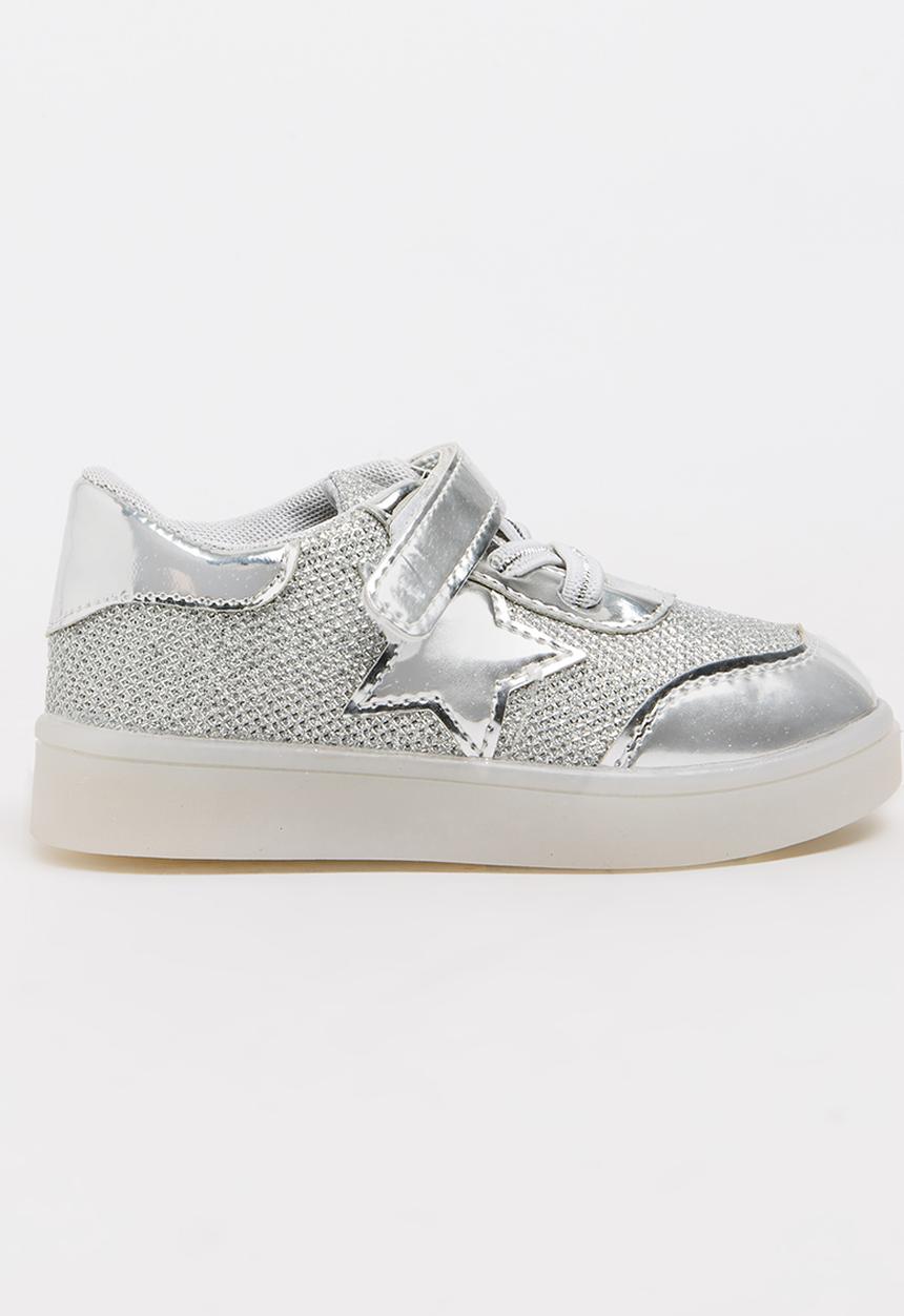 Pop Candy - Girls Light Up Sneaker Silver