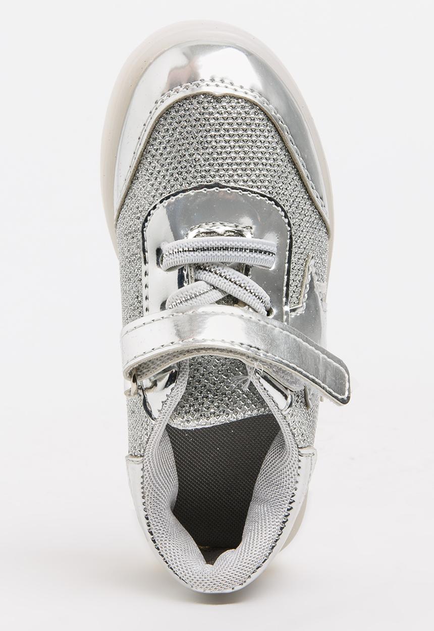 Pop Candy - Girls Light Up Sneaker Silver