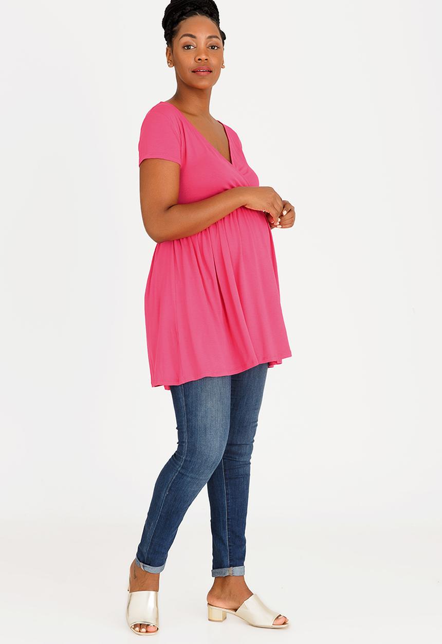 edit Maternity - V-neck Twist Detail Top Cerise Pink