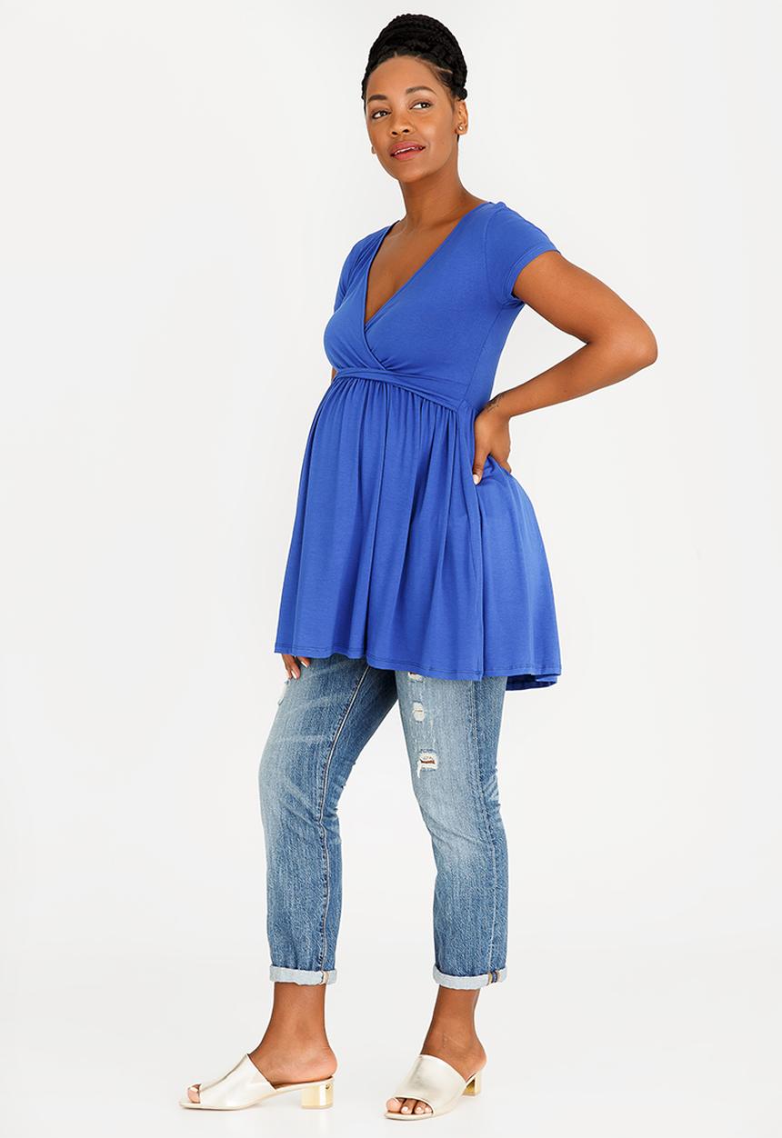 edit Maternity - V-neck Twist Detail Top Dark Blue