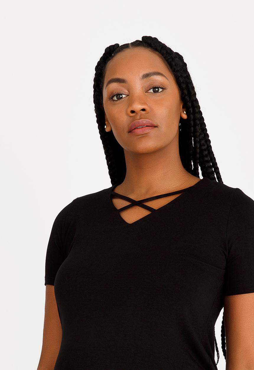 Cherry Melon - Crossover Top Black