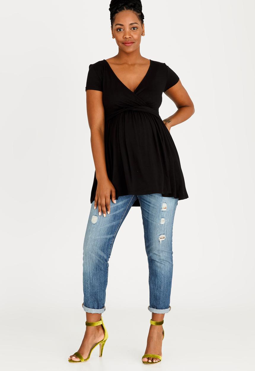edit Maternity - V-neck Twist Detail Top Black