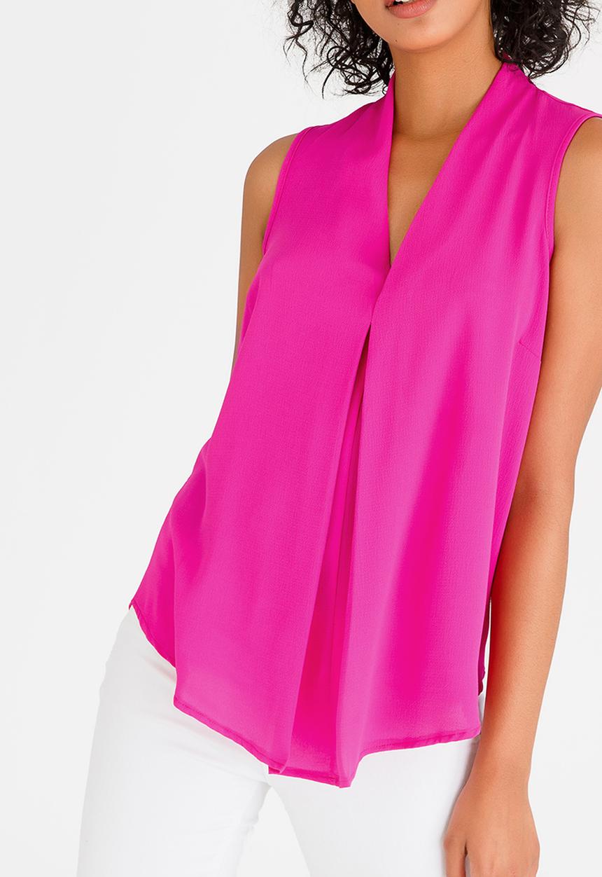 edit - V-Neckline Shell Top Mid Pink