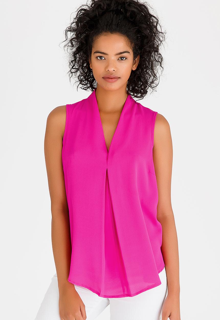 edit - V-Neckline Shell Top Mid Pink