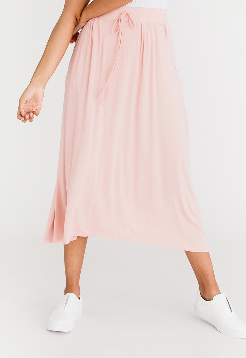 edit - Stretch Maxi Skirt with Front Pockets Pale Pink