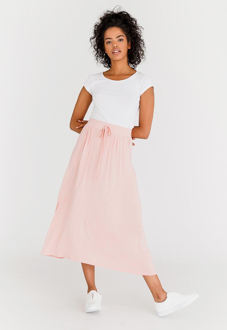 edit - Stretch Maxi Skirt with Front Pockets Pale Pink