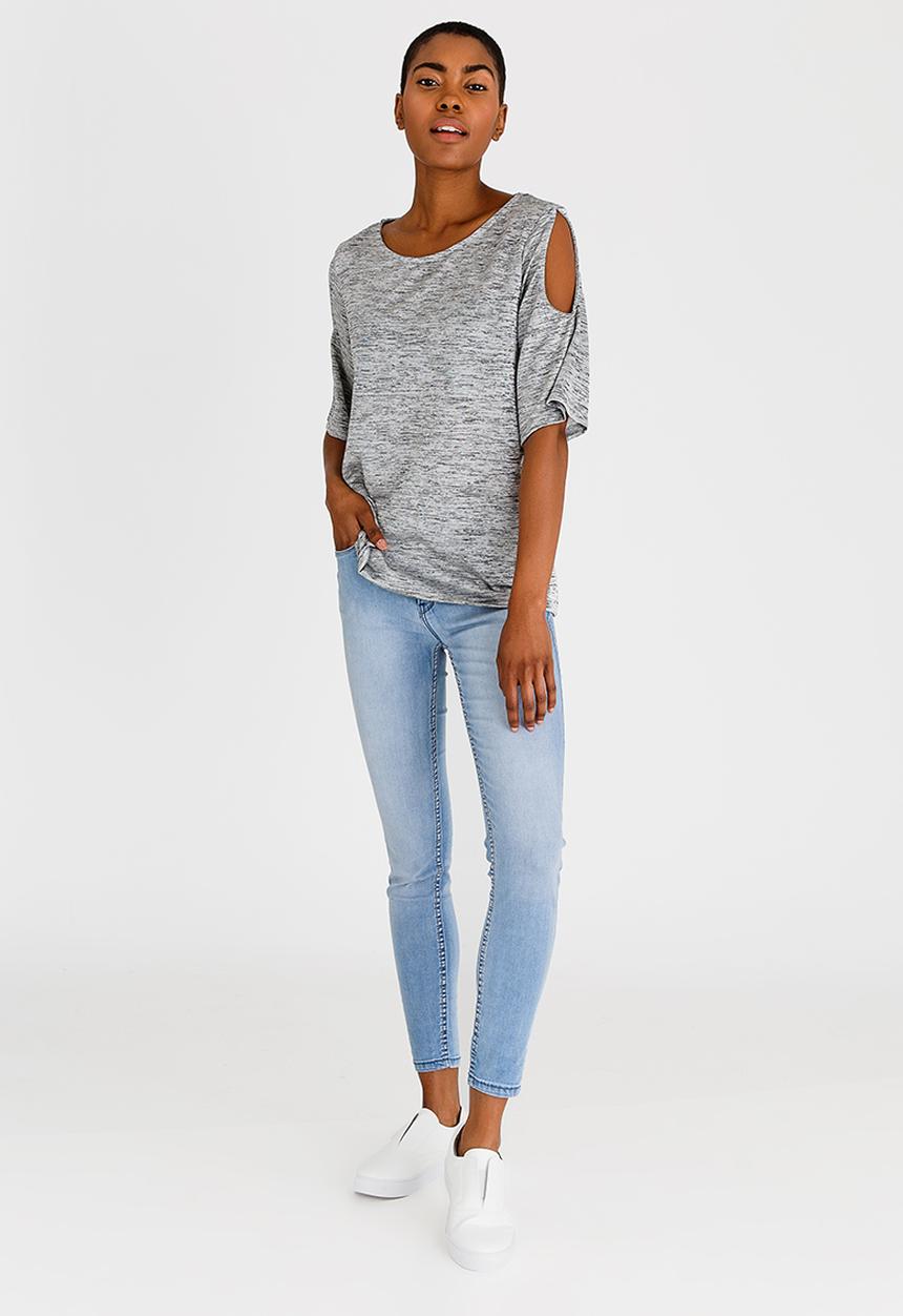 edit - Cold Shoulder Top Grey