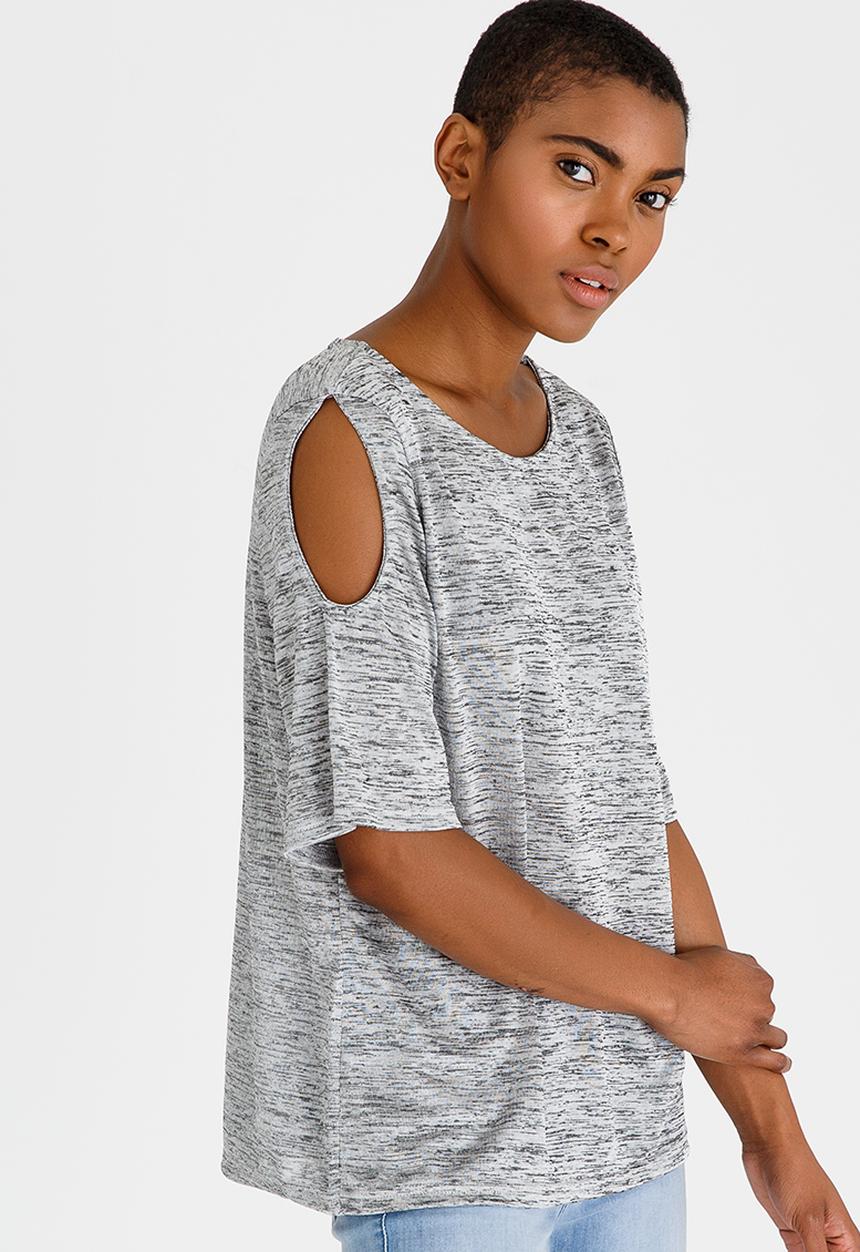 edit - Cold Shoulder Top Grey