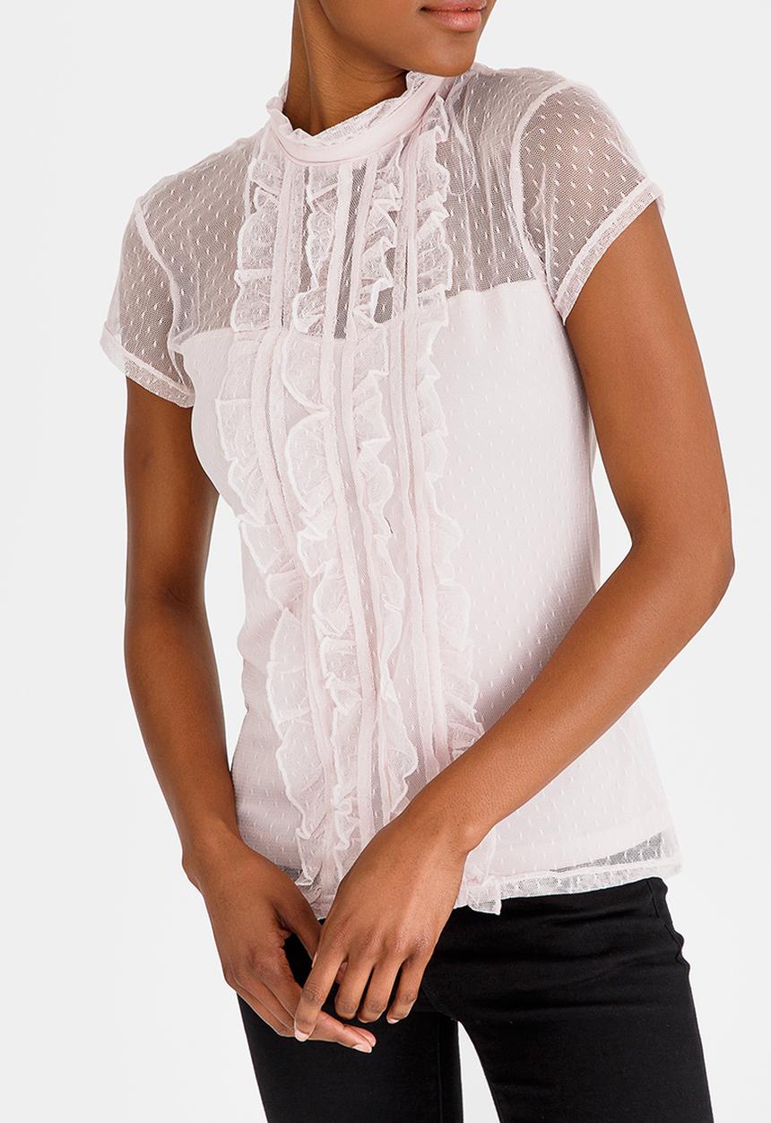edit - Mesh Top with Frills Pale Pink