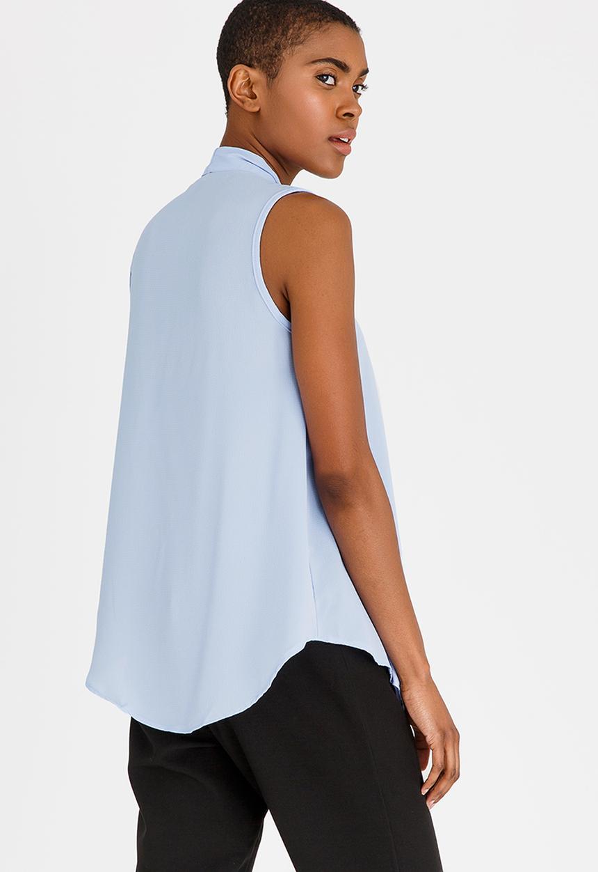 edit - V-Neckline Shell Top Mid Blue