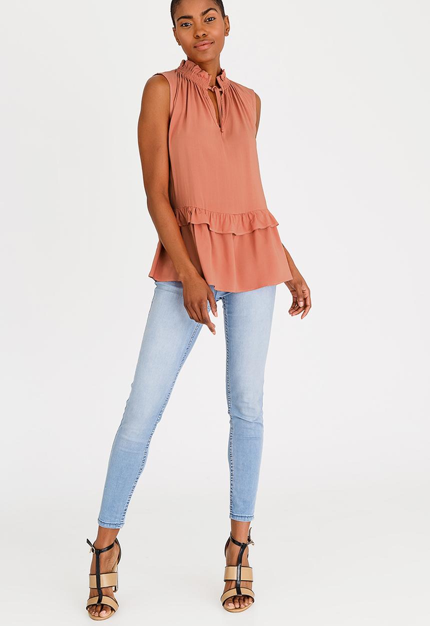 edit - Frilly Blouse with Ties Rust
