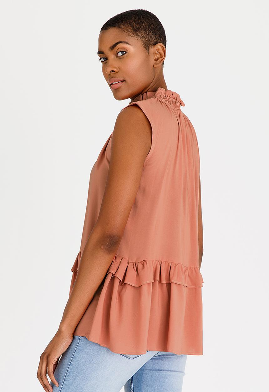 edit - Frilly Blouse with Ties Rust