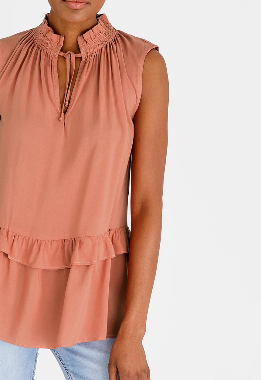 edit - Frilly Blouse with Ties Rust