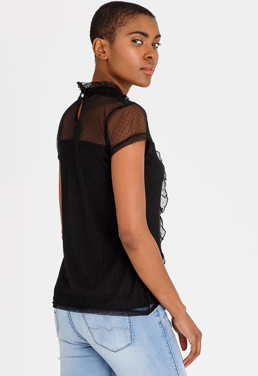 edit - Mesh Top with Frills Black