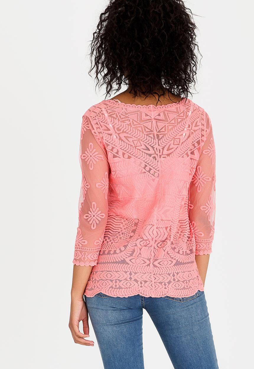 G Couture - Lace Detail Top Coral