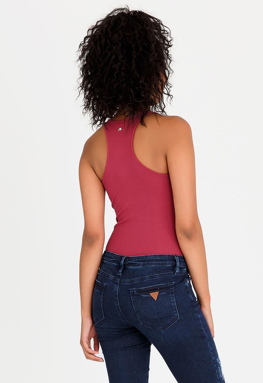 GUESS - Ruffle Detail Bodysuit Red