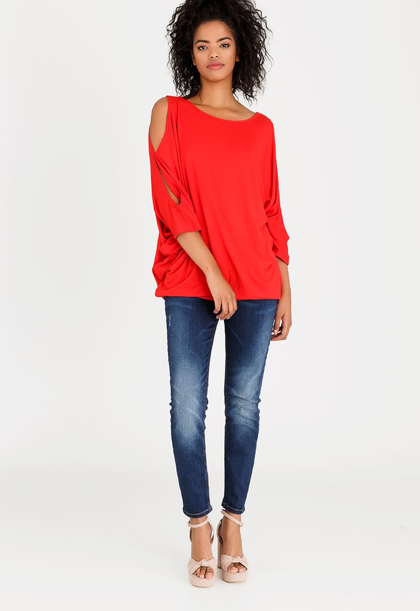 edit - Batwing Top with Back Ties Red