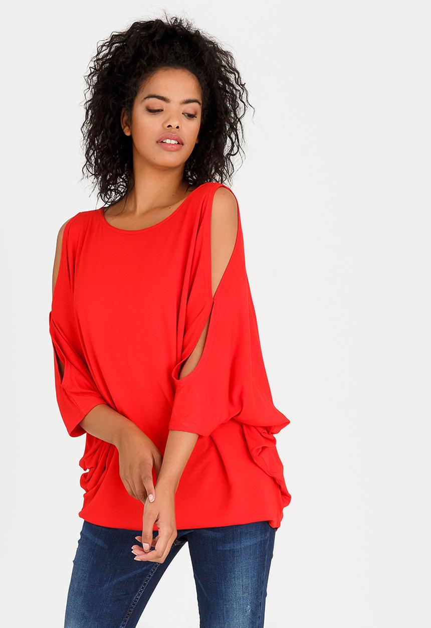 edit - Batwing Top with Back Ties Red