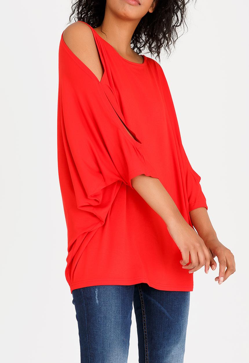 edit - Batwing Top with Back Ties Red