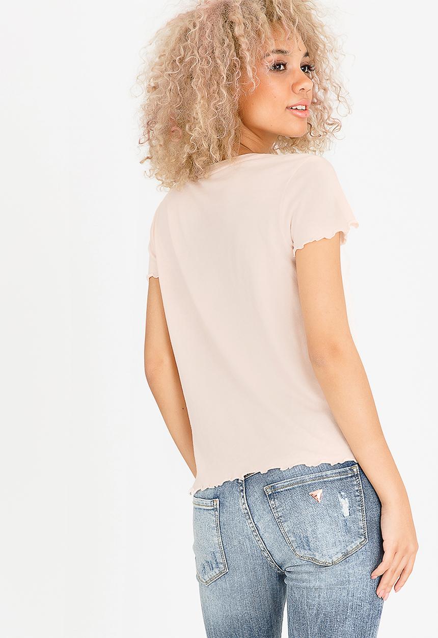 GUESS - Embroidery Detail Tee Pale Pink