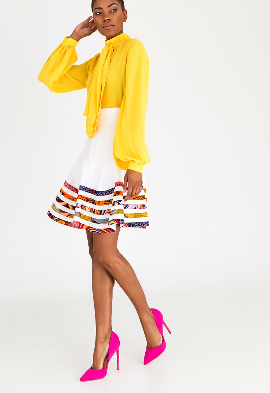 DAVID by David Tlale - Baby-doll Flared Skirt White