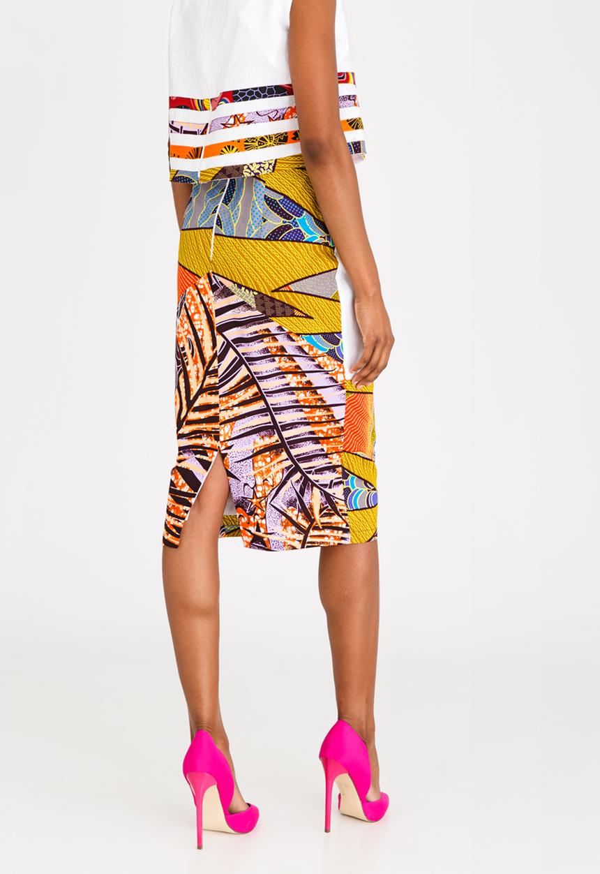 DAVID by David Tlale - Patchwork Pencil Skirt Multi-colour