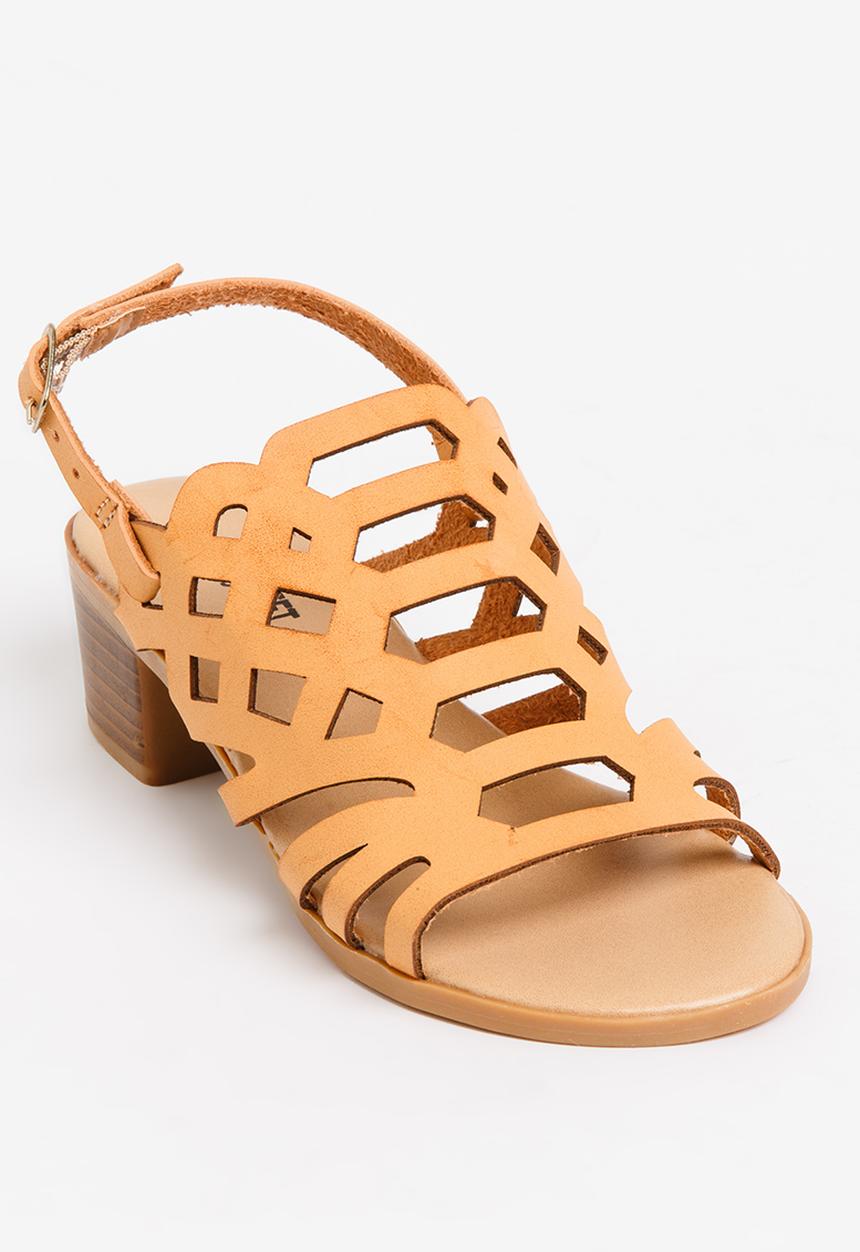 Jumbo - Cut-Out Block Heel Tan
