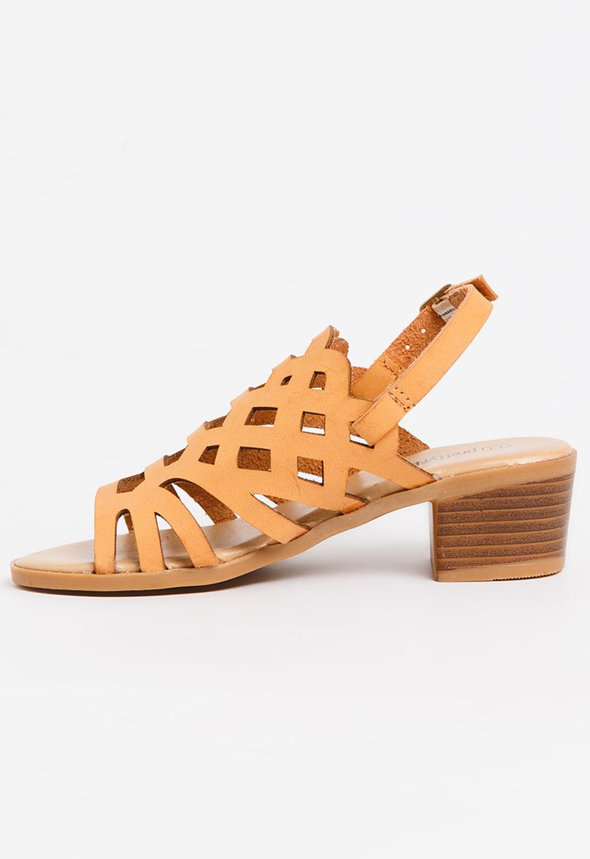 Jumbo - Cut-Out Block Heel Tan