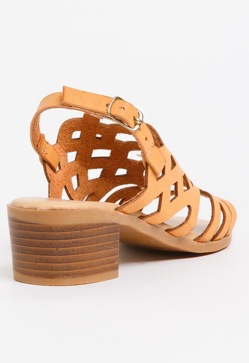 Jumbo - Cut-Out Block Heel Tan