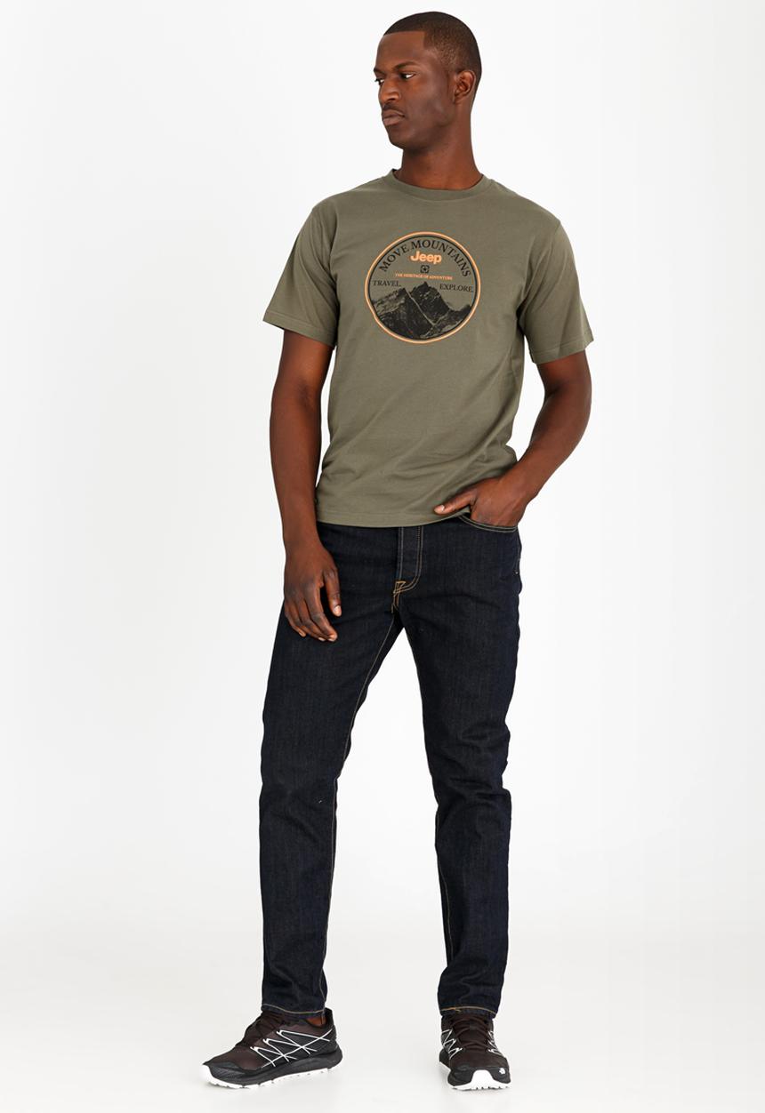 JEEP - Printed Crew Neck T-Shirt Khaki Green