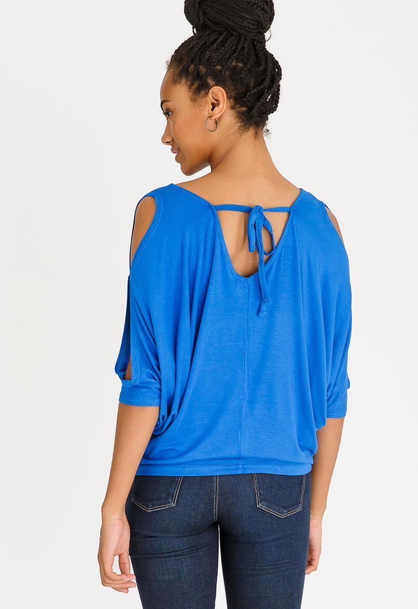 edit - Batwing Top with Back Ties Blue