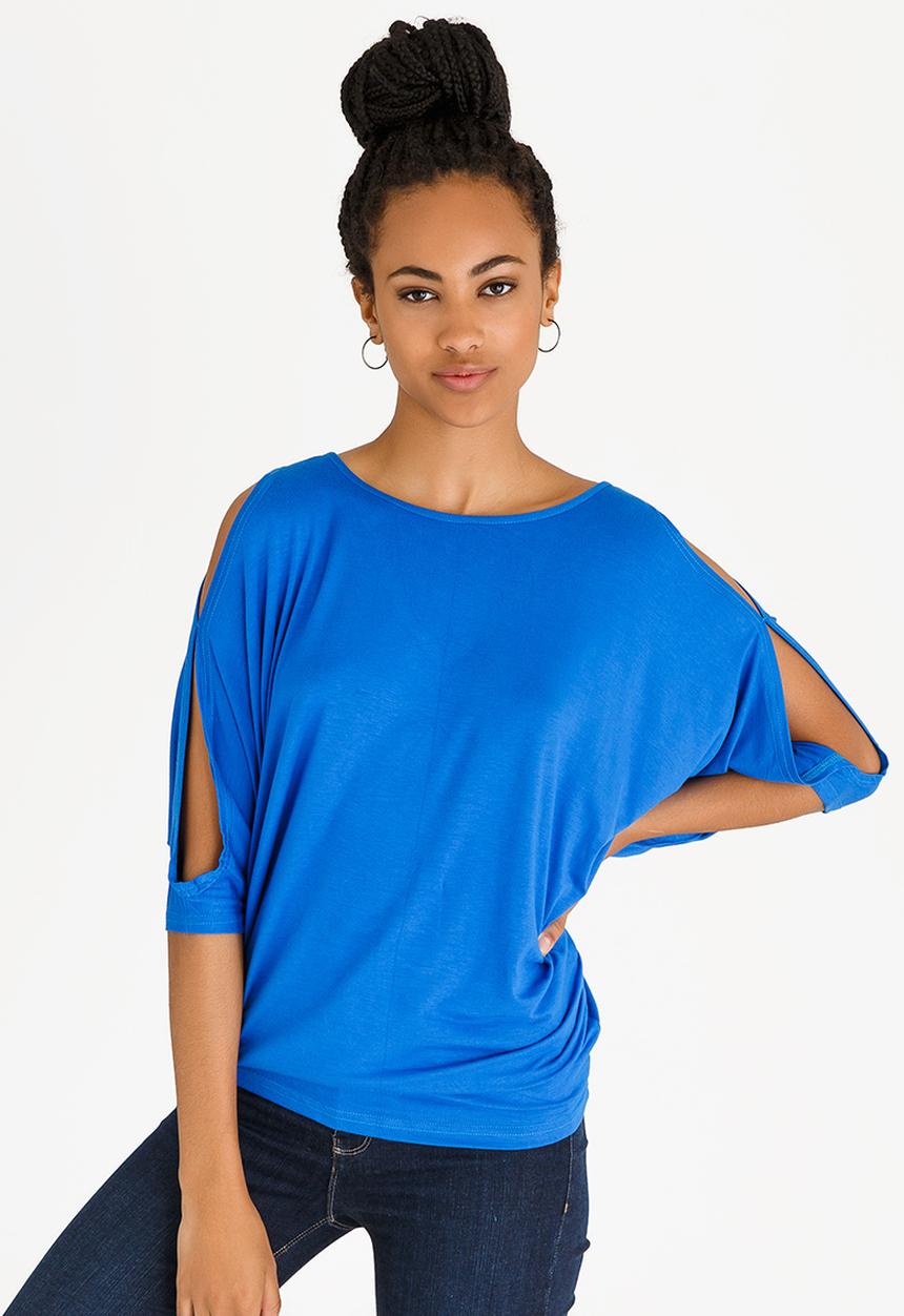 edit - Batwing Top with Back Ties Blue