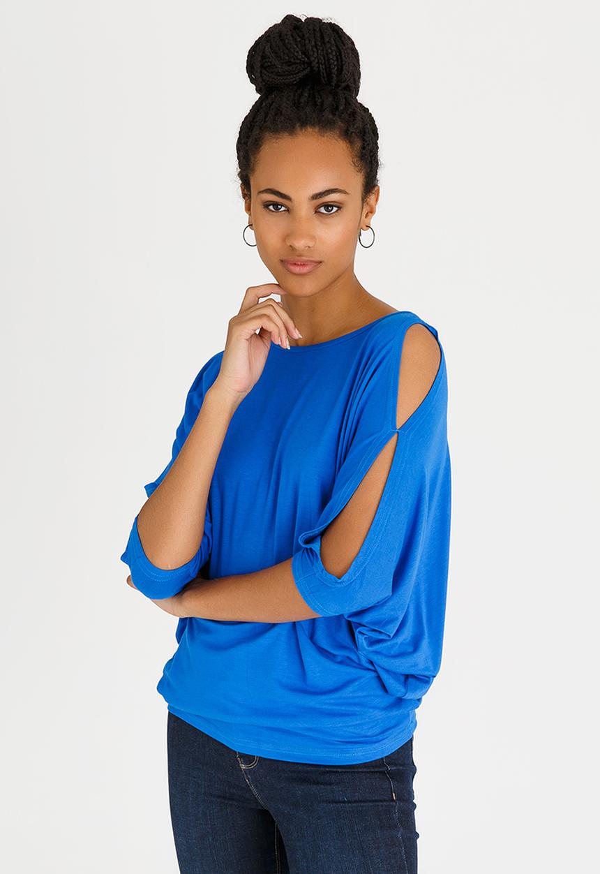 edit - Batwing Top with Back Ties Blue