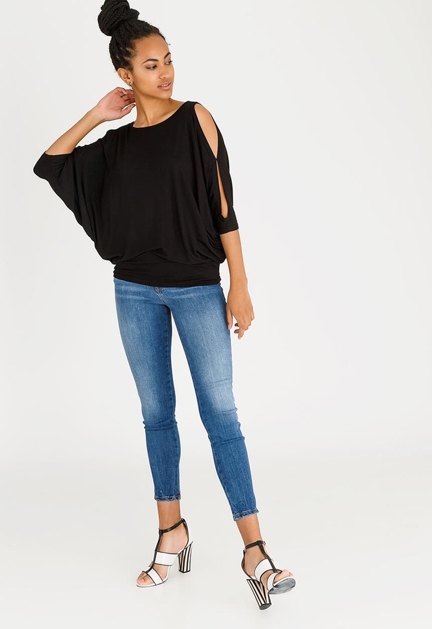 edit - Batwing Top with Back Ties Black