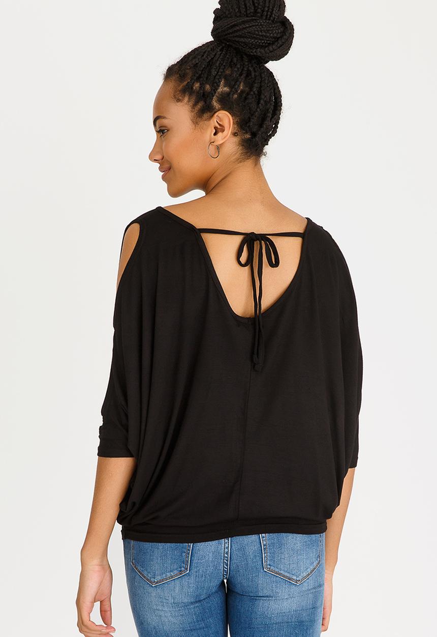 edit - Batwing Top with Back Ties Black