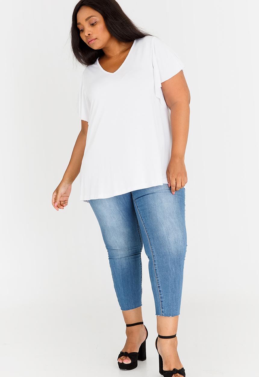edit Plus - Flutter Sleeve Top White