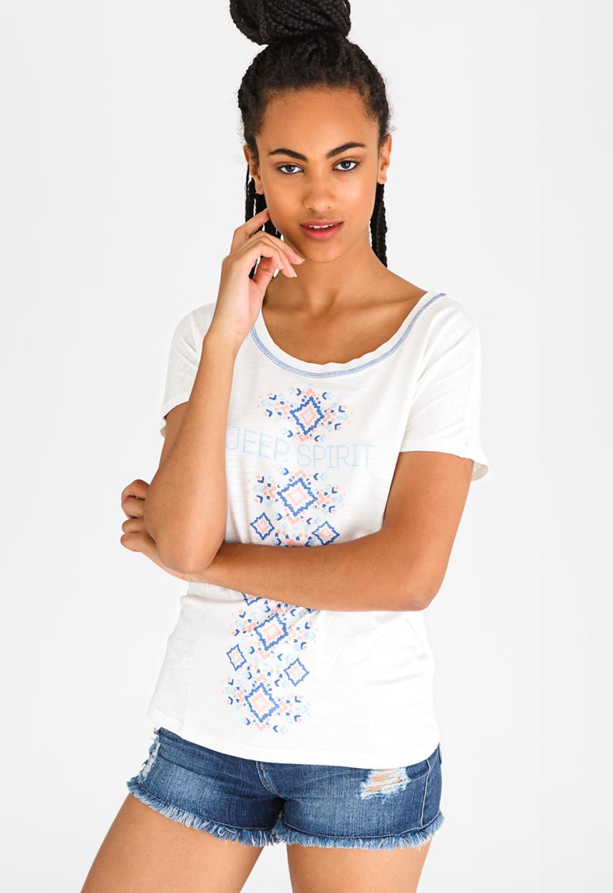 JEEP - Slub Puff Print Top Off White