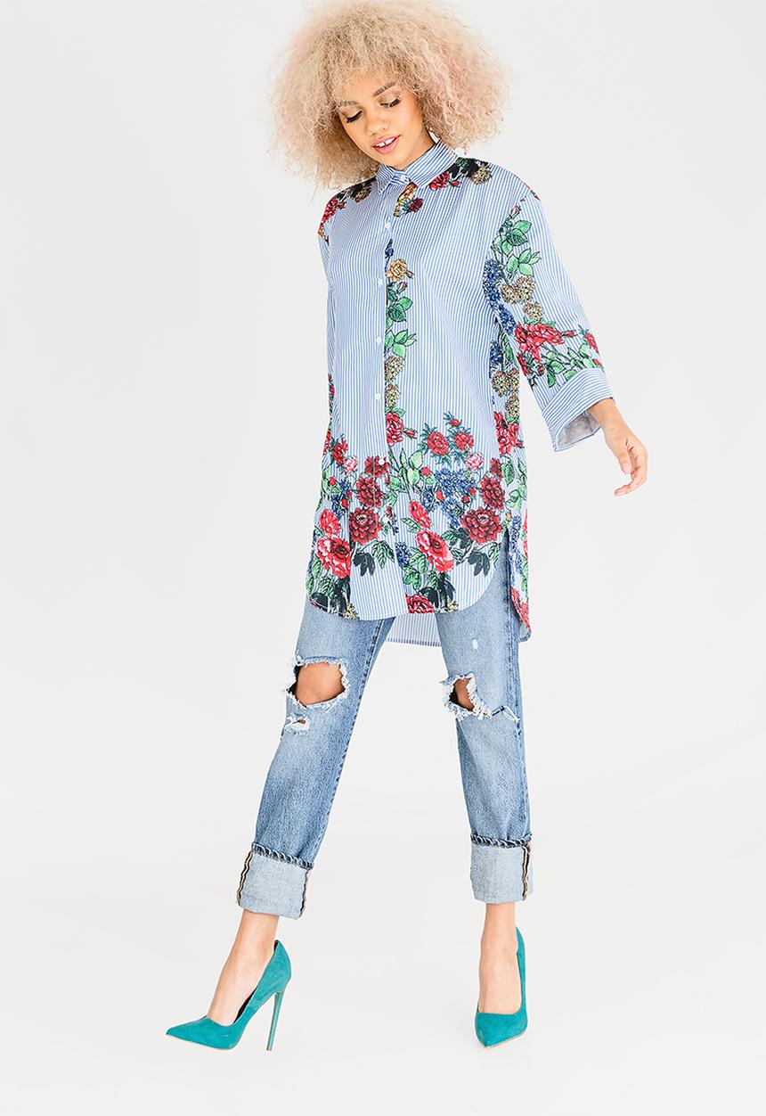 STYLE REPUBLIC - Oversized Shirt Blue and White