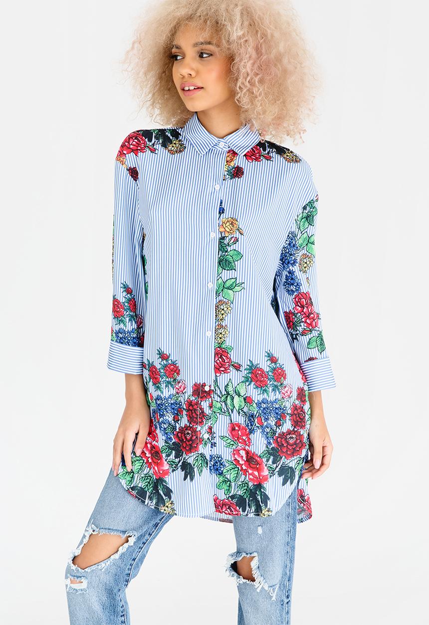 STYLE REPUBLIC - Oversized Shirt Blue and White