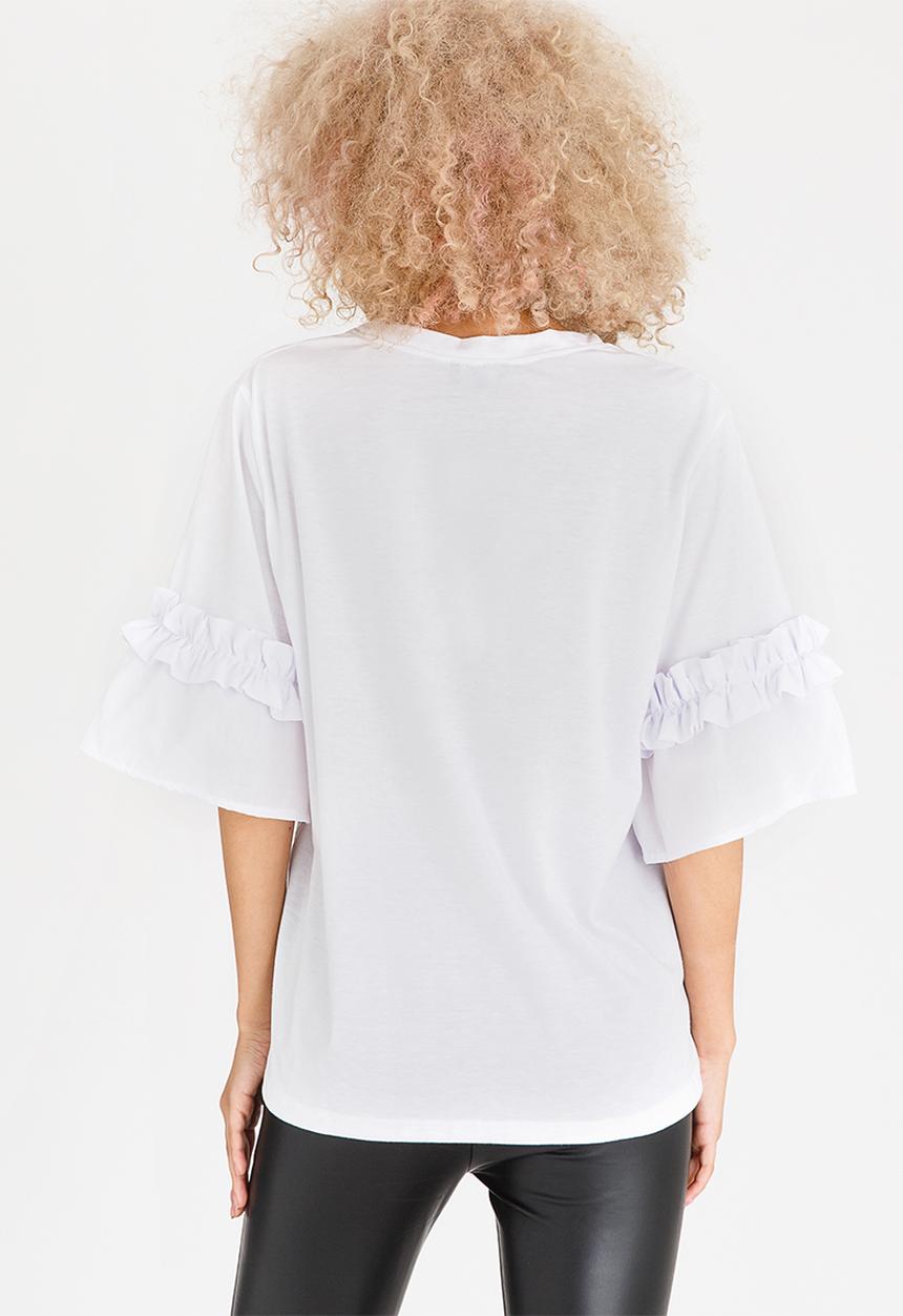 STYLE REPUBLIC - Frill Sleeve T-shirt White
