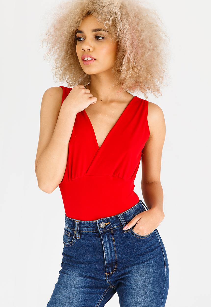 STYLE REPUBLIC - Drape Bodysuit Red
