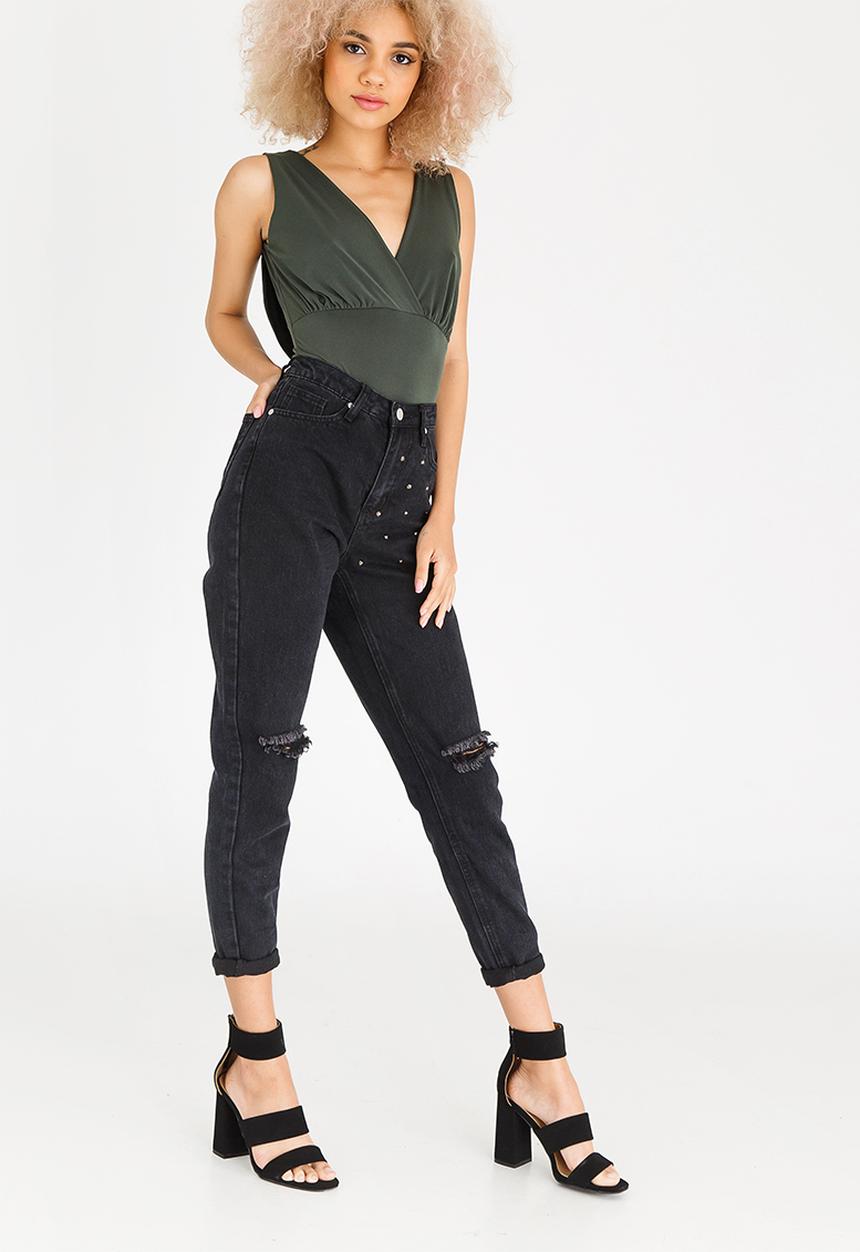 STYLE REPUBLIC - Drape Bodysuit Dark Green