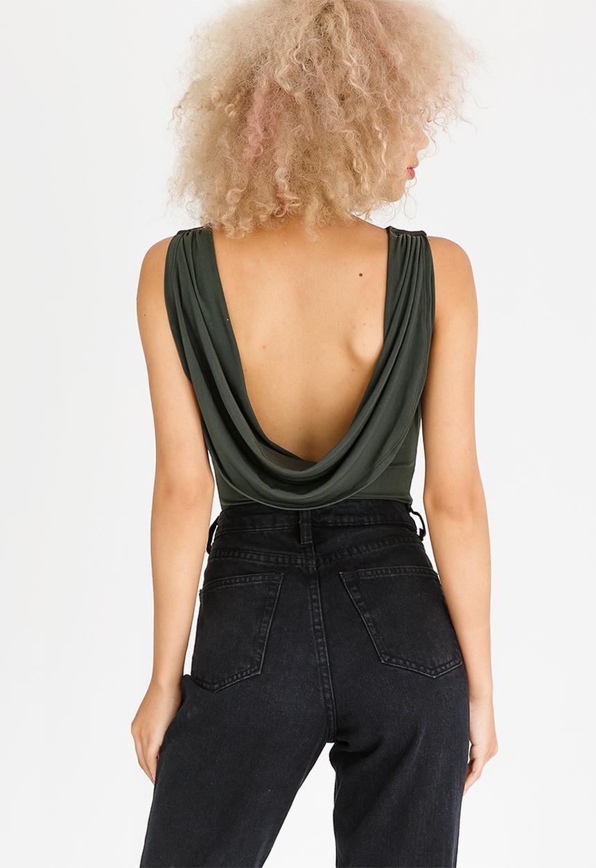 STYLE REPUBLIC - Drape Bodysuit Dark Green