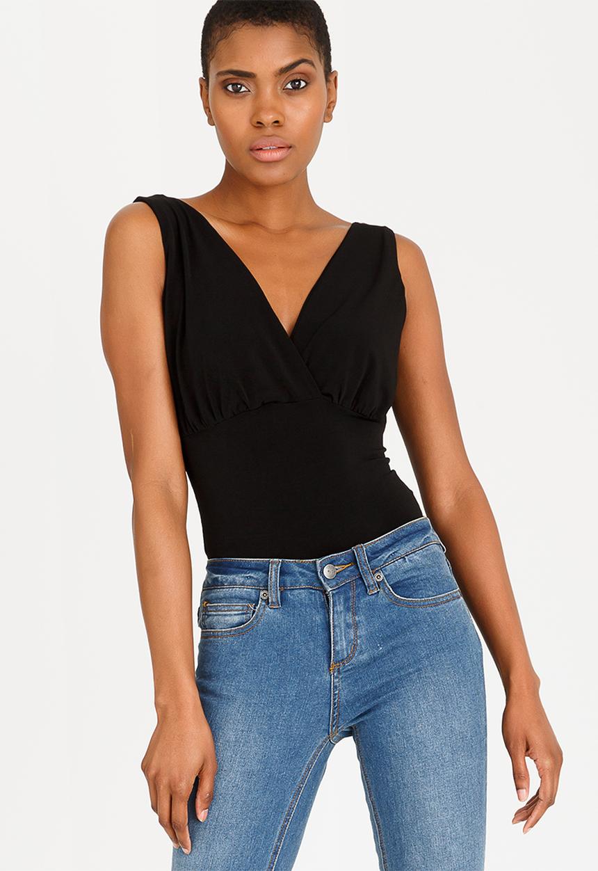 STYLE REPUBLIC - Drape Bodysuit Black