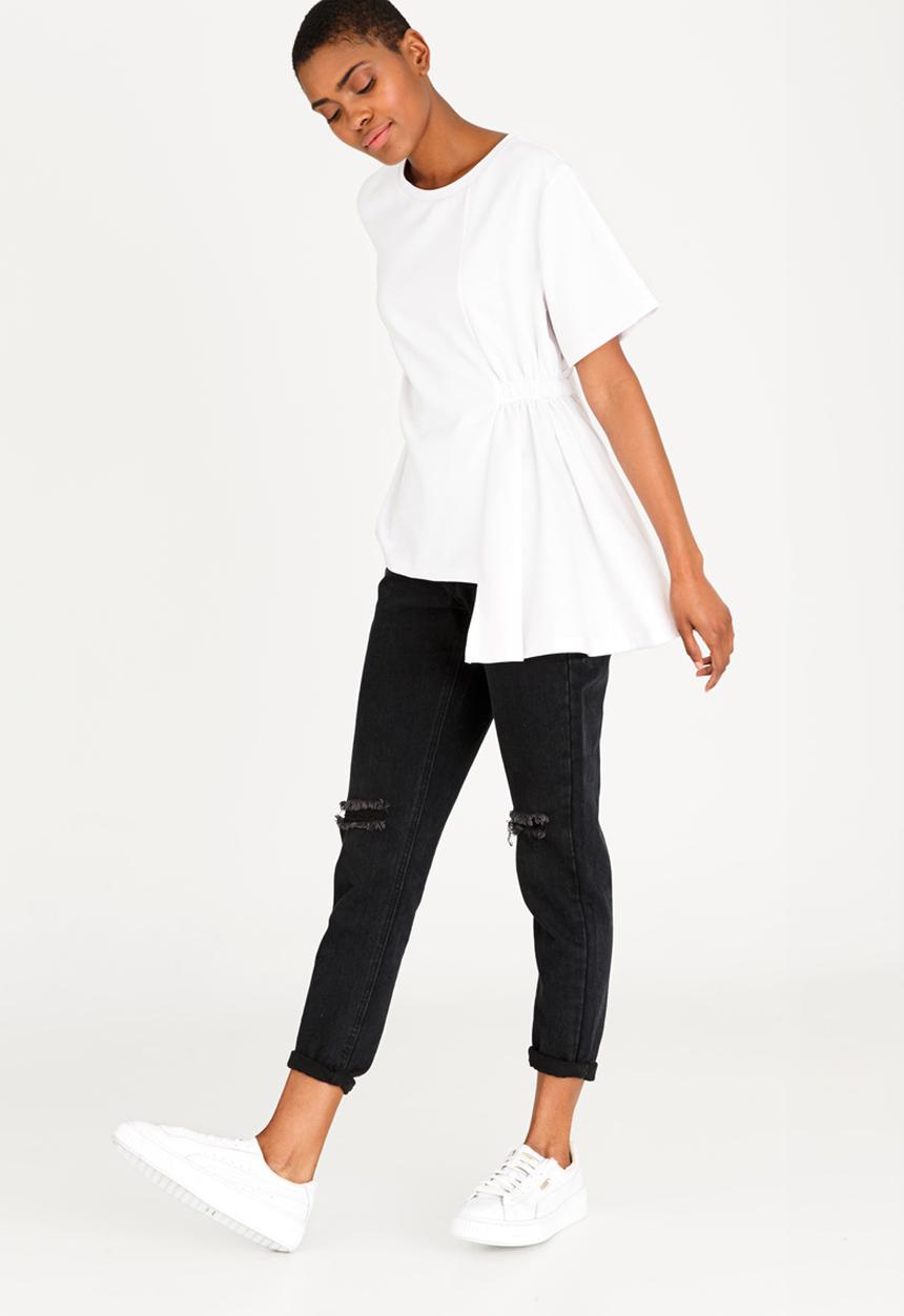 c(inch) - Asymmetrical T-shirt White