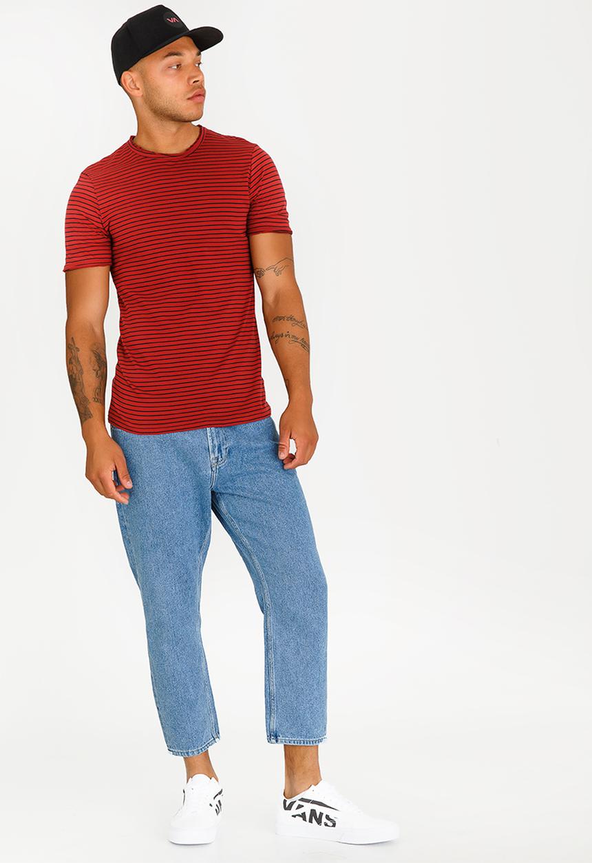 Only & Sons - Albert Stripe Slim Tee Red